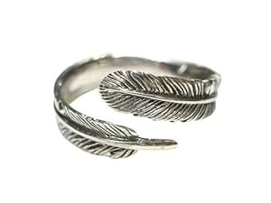 Myginie.in Antique Feather Finger Ring Silver & Black Tone For Unisex ...