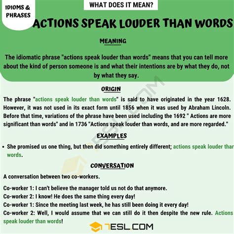"Actions Speak Louder than Words" Meaning, Origin and Examples • 7ESL