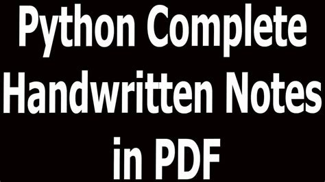 Image result for Python Handwritten Notes PDF