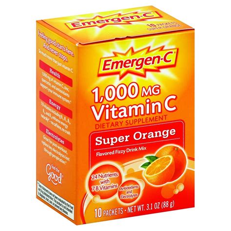 Emergen-C Original Formula - 1000 mg Vitamin C - Super Orange - 10 ...