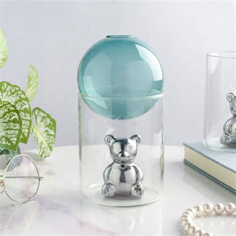 Bear In The Jar Glass Planter Green