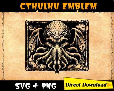Kraken Cthulhu SVG PNG Emblem Vector, Transparent Background, Clipart ...