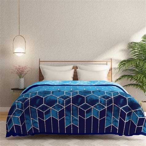Buy PORTICO Montana Blue Printed Cotton Double Blanket - 210 x 240 cm ...