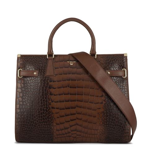 Large Croco Franzy Leather Satchel - Date – Da Milano