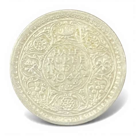 Half Rupee Silver Coin 1944 India George VI King Emperor