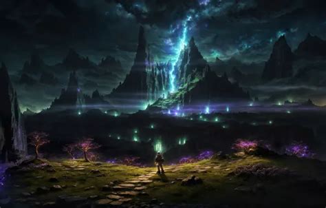 Wallpaper mountains, night, fiction, trail, Valley, pioneer, the night ...