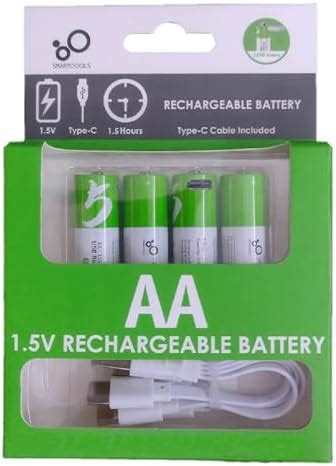 KP Original USB Rechargeable AA Batteries, 1.5V 2600mWh, USB Type-C ...