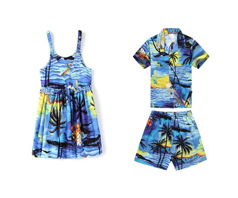 Buy Matching Boy and Girl Siblings Hawaiian Luau Outfits in Sunset Blue ...