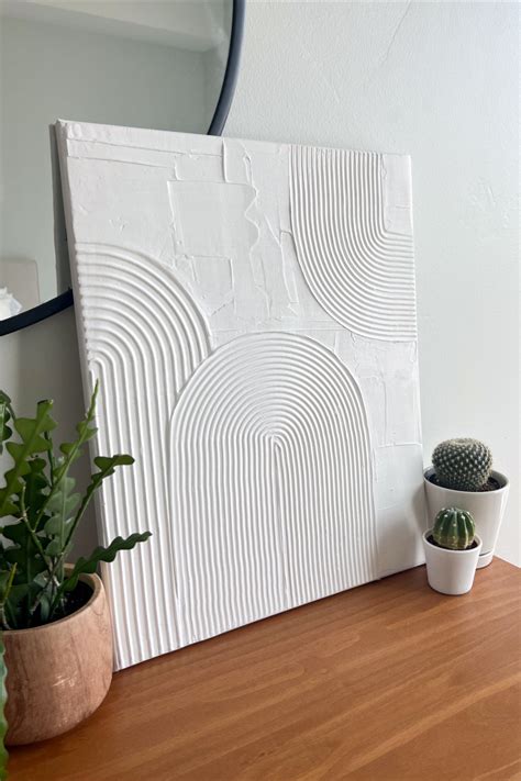 Arches Duo Lines Canvas White Textured Wall Art Plaster Art Abstract ...