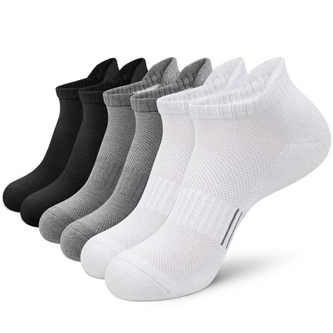 Loritta 6 Pairs Mens Ankle Socks, Black Athletic No Show Socks for Men ...