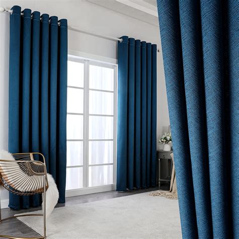 Buy Fully Blackout Curtains navy blue with Eyelet - Thermal Insulated ...