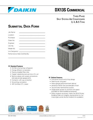 Fillable Online Submittal Form PDF - Daikin Fax Email Print - pdfFiller