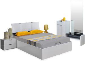 @Home by nilkamal Engineered Wood Bed + Side Table + Dressing Table ...