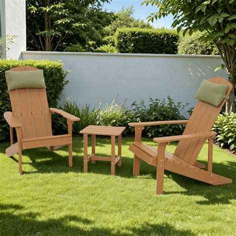 Vitarpatio 3 Piece Outdoor Adirondack Chair Set with Side Table and ...