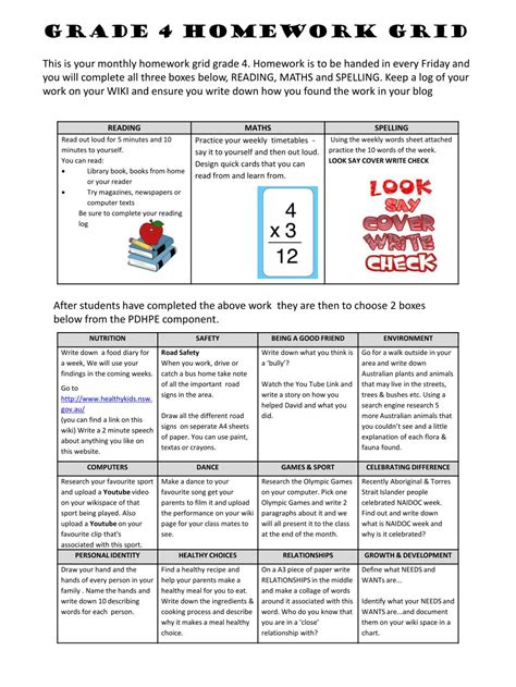 Image result for Fourth Grade Homework