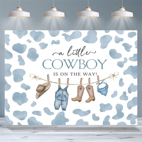 Amazon.com : Rsuuinu Cowboy Baby Shower Backdrop for Boy Blue Little ...