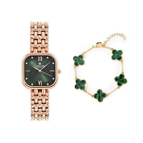 Carlton London Green Dial Watch & Bracelet Gift Set for Women | Watch ...