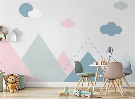 Murwall Kids Blue Pink Mountain Wall Mural for Girls Bedroom India | Ubuy