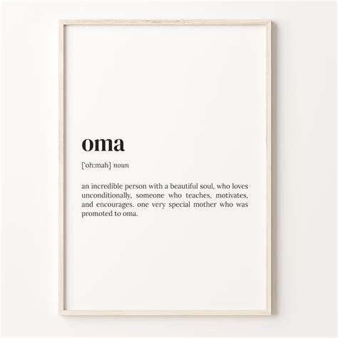 Oma Definition Print, Dictionary Poster, Quote Wall Art, Oma Print ...