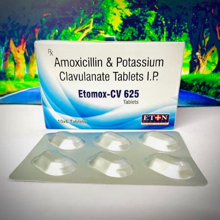 Etomox CV 625 - Amoxicillin & Potassium Clavunate Tablets I.P. - Eton ...
