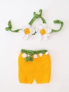 BTfash Kids Daisy Flower Designed Crochet New Born Baby Photoshoot Prop ...