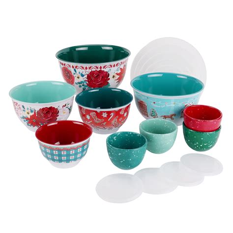 The Pioneer Woman Melamine Mixing Bowl Set with Lids, 18 Piece Set ...