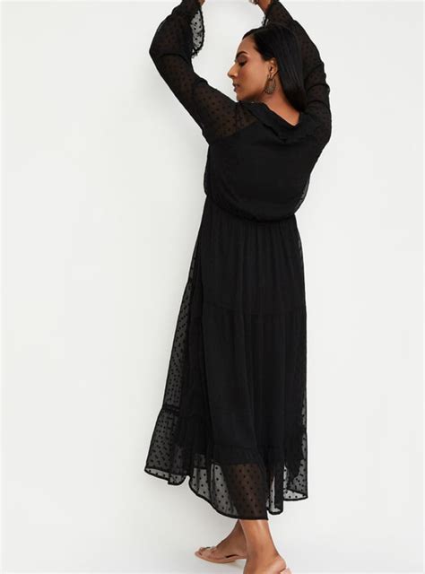Buy Women Dobby Tiered Maxi Dress Online at just Rs. 1299.0 ...