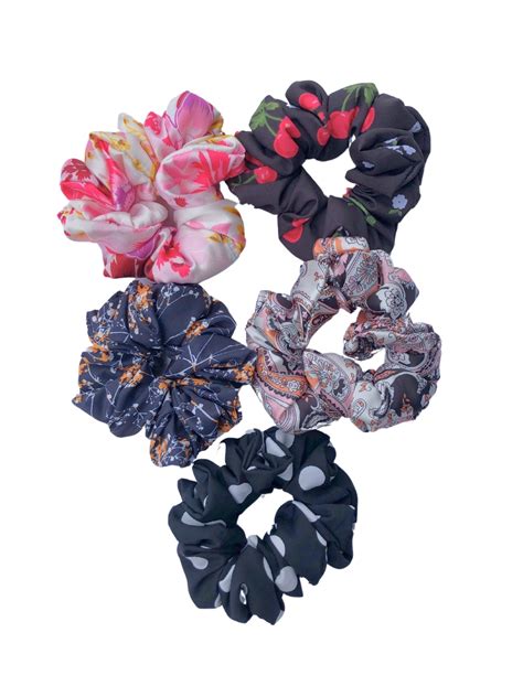 Set of 5 Soft Satin Scrunchies Ponytail Holders For Women – Nabia