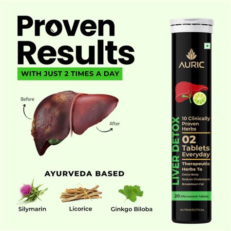 Buy Auric Liver Detox Effervescent with 10 Ayurvedic Herbs, Clinically ...