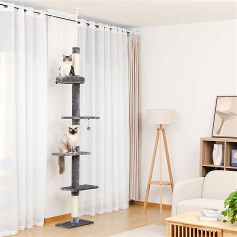Pefilos Adjustable 90"-108" Tall Cat Tree for Indoor Cats, Multilevel ...