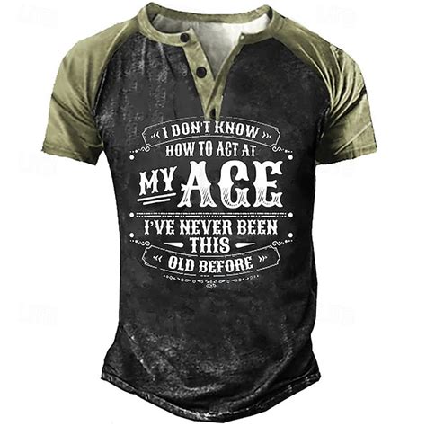 Men's Henley T-Shirt Short Sleeve Funny Graphic Tee "I Don't Know How ...