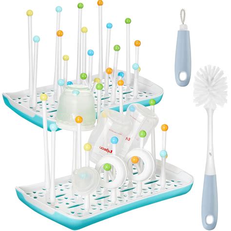 Buy 2 Pack Baby Bottle Drying Rack Countertop Bottle Drying Rack with ...