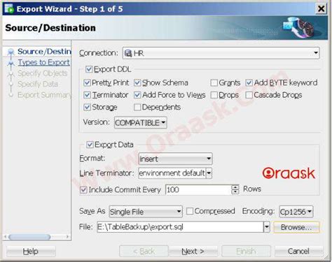Image result for Backup a Table Using SQL Developer