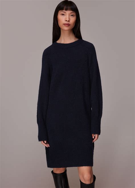 Navy Crew Neck Knit Dress | WHISTLES | Whistles UK
