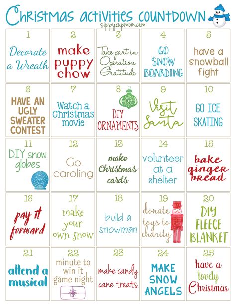 Fun December Calendar Ideas - Printable And Enjoyable Learning