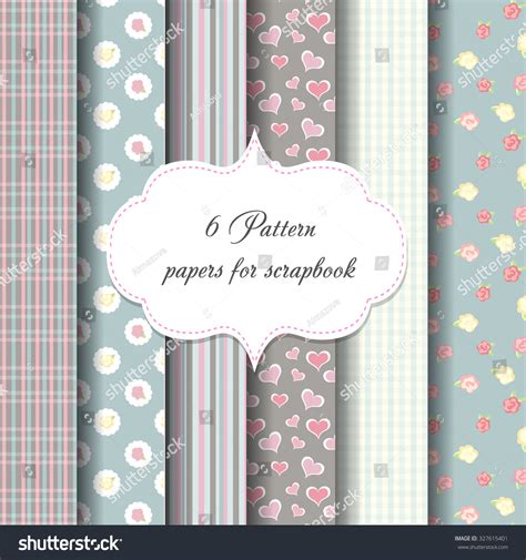 6 Patterns Paper Scrapbook Stock Vector (Royalty Free) 327615401