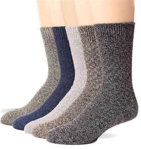 Mens Wool Socks Thermal Heavy Thick Fuzzy Soft Warm Winter Socks 5 ...