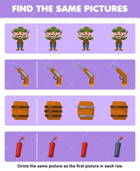Educatief spel voor kinderen vind dezelfde afbeelding in elke rij van ...
