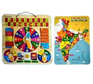 Buy EL SMO Indian Map with Calendar Wooden Puzzle Toy for Kids, Jigsaw ...