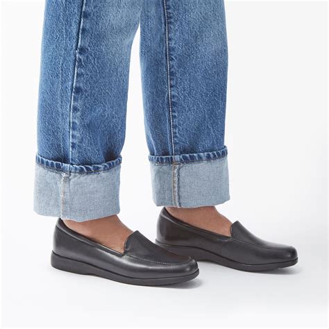 Womens Georgia Loafer Black Leather Slip Ons Shoes | Clarks UK