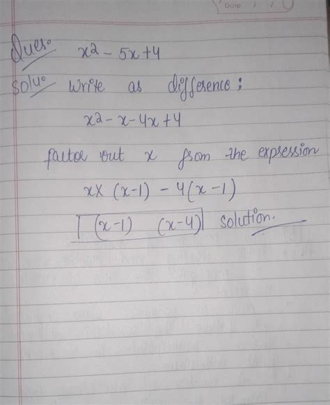 middle term splitting of x²-5x+4 - Brainly.in
