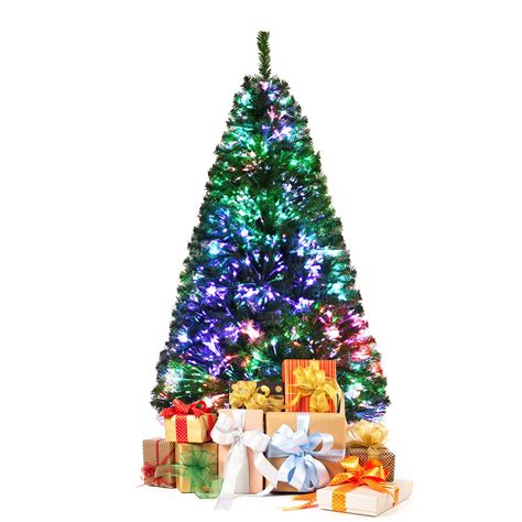 Buy Gymax 5 FT Pre-lit Artificial Christmas Tree Fiber Optic Xmas Tree ...