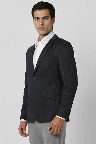 Buy Men Grey Textured Slim Fit Party Blazer Online - 39827240 | Van Heusen