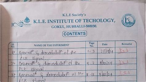K.L.E. INSTITUTE OF TECHNOLOGY: Digital Modulation Techniques Lab ...