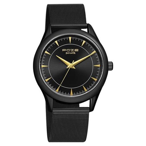 Buy Online Poze by Sonata Quartz Analog Black Dial Stainless Steel ...
