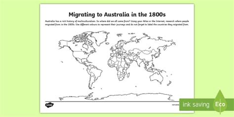 Migrating to Australia in the 1800s Worksheet / Worksheet