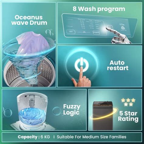 Haier 6.5 kg Powerful Oceanus Wave Drum, Smart Fuzzy Control, Balance ...