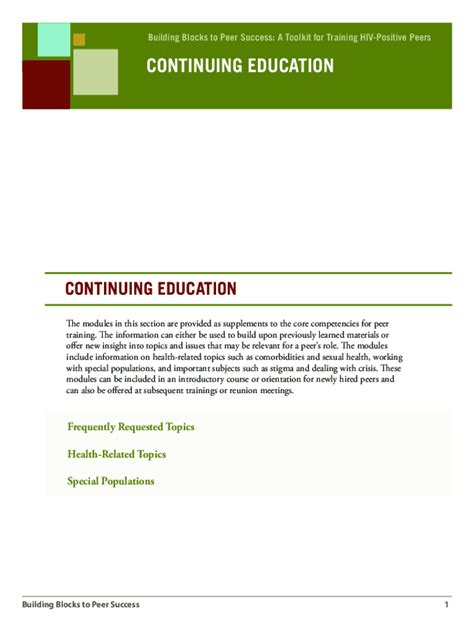 Fillable Online Building Blocks to Peer Success: A toolkit for training ...