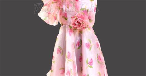 Girls Pink Floral Printed Ruffle Gown Dress