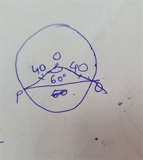 Chord PQ Subtends poQ=60 at the center of a circle if OP=40M Find the ...